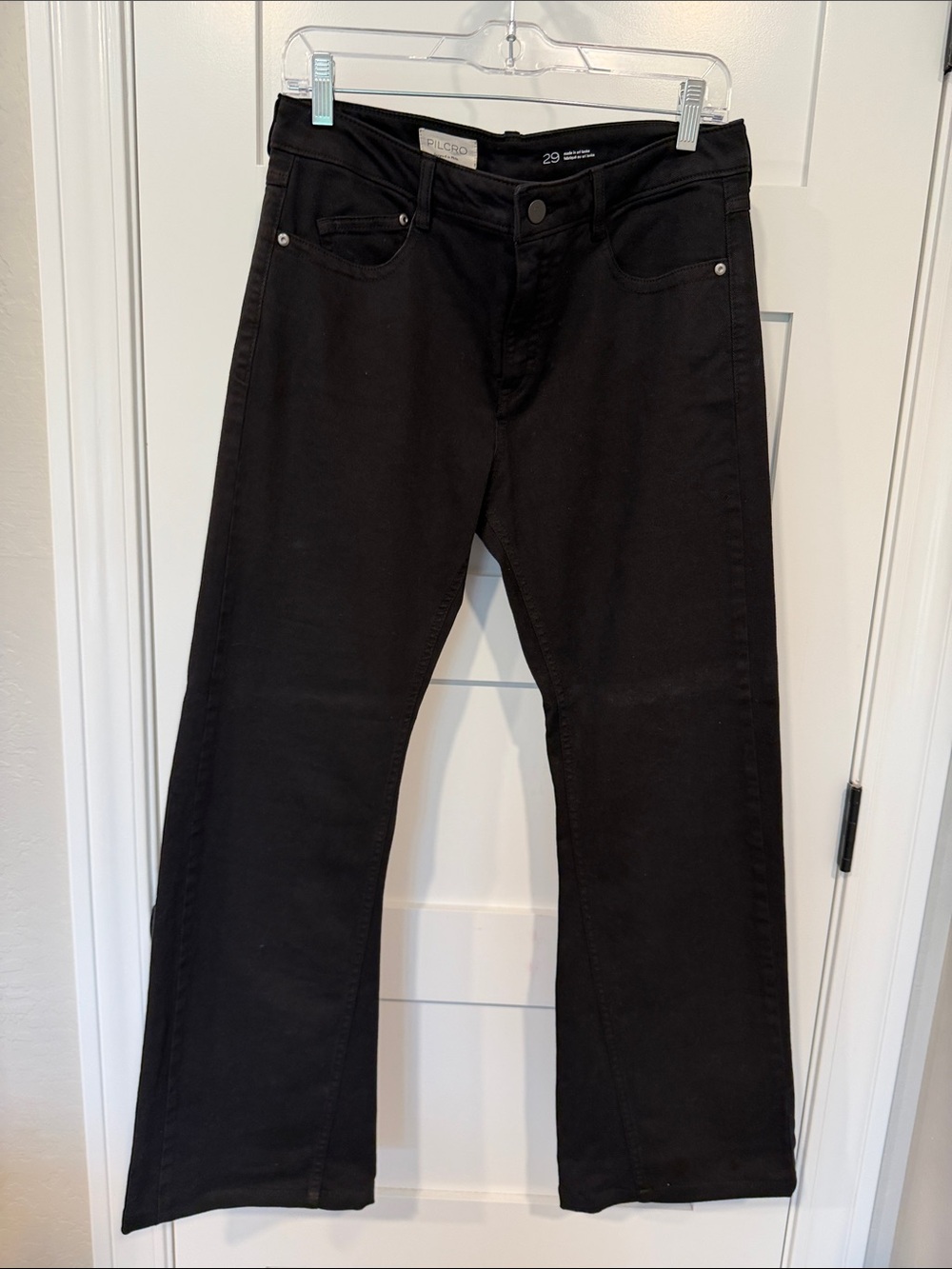Pilcro Black Wide-Leg Flare Jeans for Women. Low rise